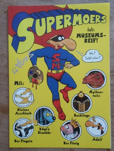 rarität! handsigniert von walter moers! prospekt, supermoers ist museumsreif...