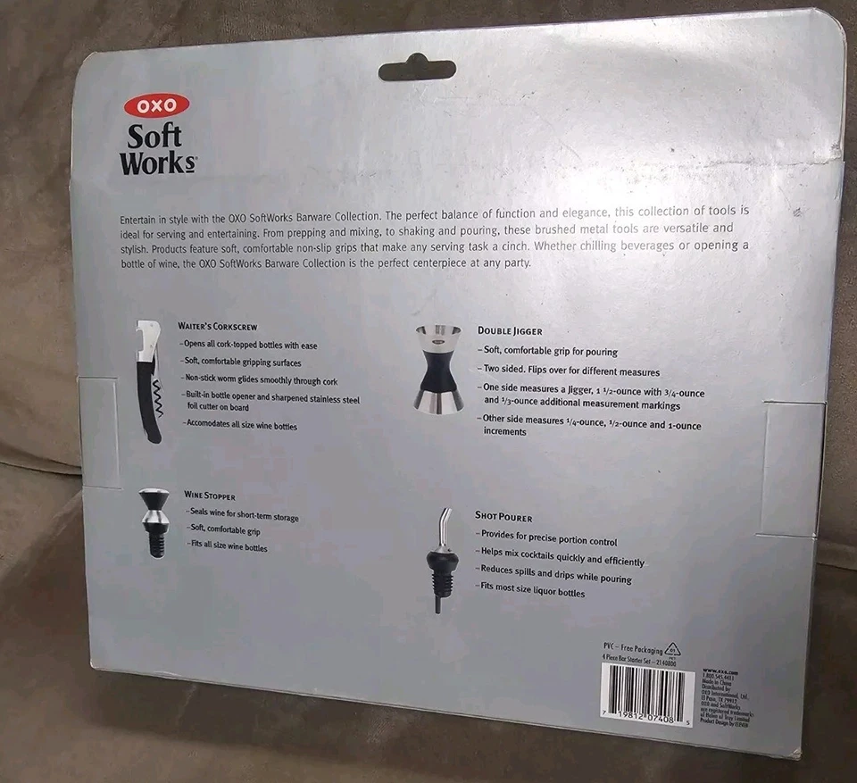 OXO Softworks 4 件套不锈钢和黑色酒吧入门套装跳虎 Pourer 葡萄酒 — 第 4/4 张图片