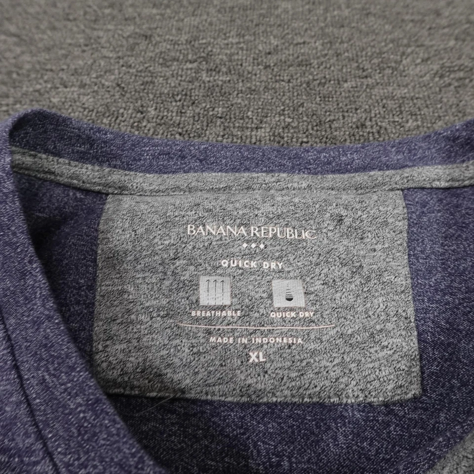 Camisa Banana Republic Para Hombres XL Púrpura Secado Rápido Henley Manga Corta Transpirable Foto 3 de 4