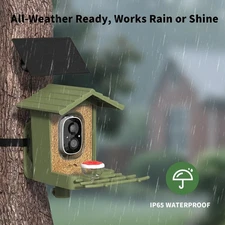 Smart Bird Feeder Camera with Solar Powered 2.5K HD Video Motion Alerts Outdoor