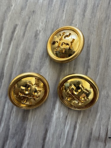 Tory Burch Replacement Button T-Logo Gold-Tone Circle 3/4” 3 Pcs. - Picture 1 of 4