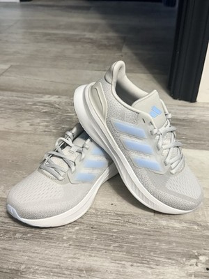 adidas UltraRun 5 J Gray/Blue Mesh Lace-Up Kids Running Sneaker US 4 JQ2962