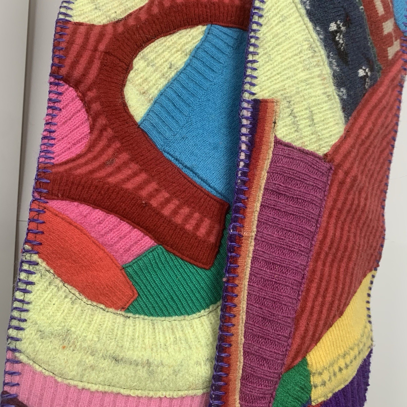 Wool Blend Patchwork Knit Colorful Scarf FITCH Sp… - image 7