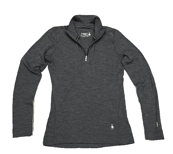 Smartwool womens Intraknit Thermal Merino Base Layer 1/4 Zip Charcoal S A006526