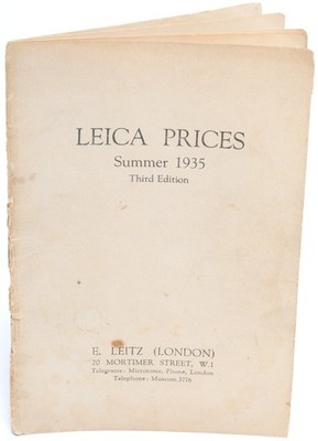 @ E. Leitz London Price List with Snapshot Leica 1935. Y. original print