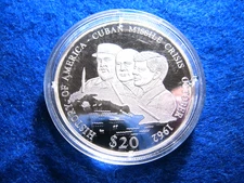 2001 Liberia Twenty Dollar Silver Proof  - .999 Silver