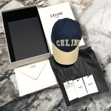 Authentic good with accessories Celine college patch logo baseball cap navy