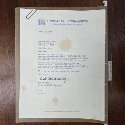 Vintage Audiodarts Engineering 8X Series Technical Information 