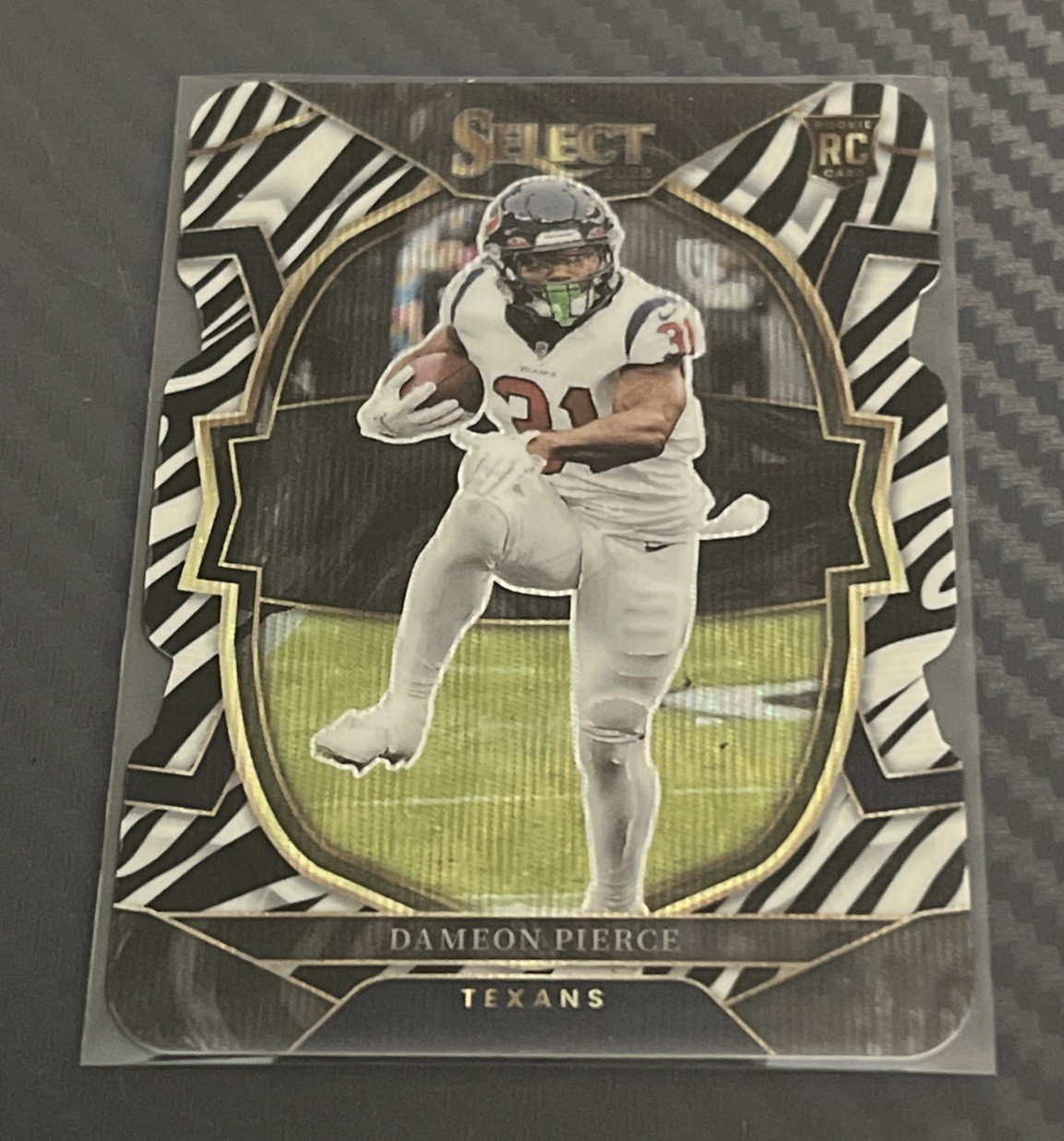 2022 Panini Select Concourse Dameon Pierce #47 Zebra Prizm Die-Cut