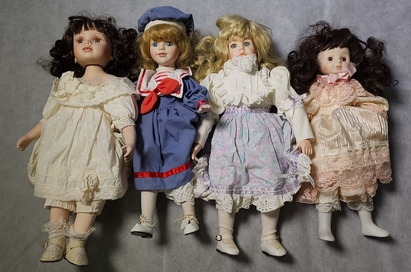 Vintage (Lot 4) Porcelain Dolls from the 1980/1990's  with Dresses and Shoes
