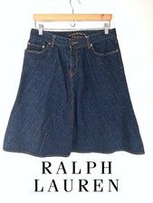 Ralph Lauren Jeans Co Denim A-Line Midi Skirt 5 Pocket Dark Wash Cotton Size 8