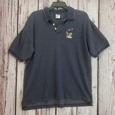 Warner Bros Men Taz Devil Golf Large Polo 90s Vintage Cotton Shirt Gray Collar