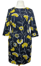 Boden Isabelle Dress Yellow Navy Retro Floral Print Shift Dress 16 L