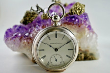 1887 Elgin Model 1 Grade 97 7J 18S 3OZ Bay City Coin Silver Pocket Watch Runs