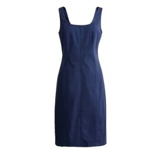J. CREW Fitted Lightweight Chino Dress Navy Blue Sz 16 {C10} 