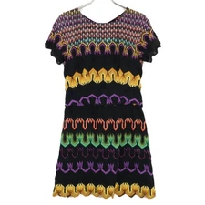 Missoni Women All Over Pattern Hem Beads Short Sleeve Knit 42 Orange Tag Luxury