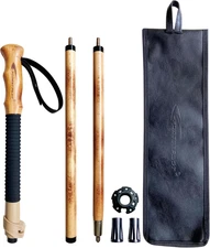 Trekking Poles- 1-Pc Pack - Adjustable Hiking or Walking Stick –Strong, Natural 