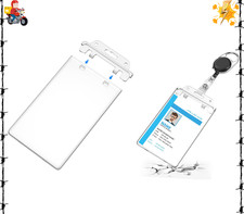 2 Pack Clear ID Badge Holder for Lanyard Hard Plastic ID Card Holder by Fallen