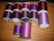 14  COATS/CLARK & OTHERS SPOOLS  PURPLE SEWING THREAD COTTON & POLY 2000 YRDS