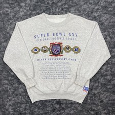 Super Bowl XXV Sweatshirt Size L 25th Silver Anniversary Giants vs Bills Vintage