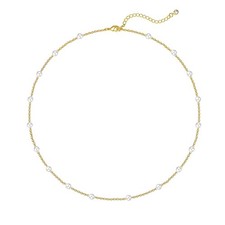 Dainty Pearl Necklace for Women Small Pearl Chain Necklace Tiny Pearls Beaded Ch