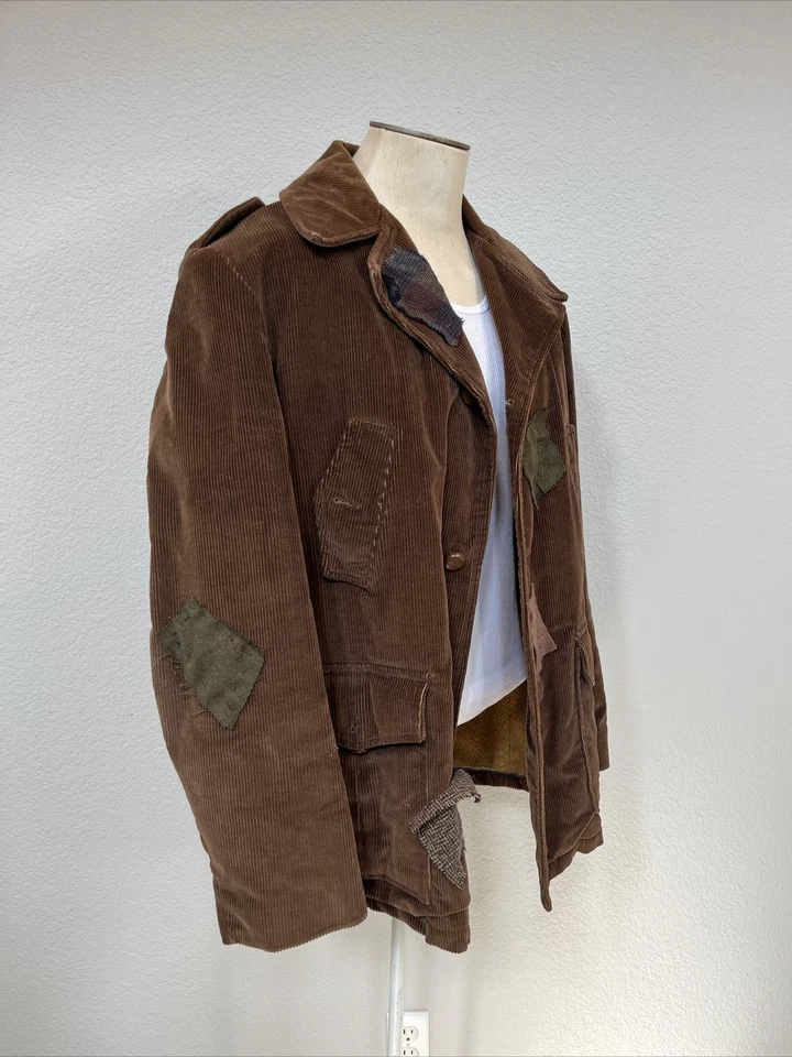 Chaqueta marrón pana años 50 para hombre violinista techo Annie Newsies L con parches sin hogar Foto 4 de 4