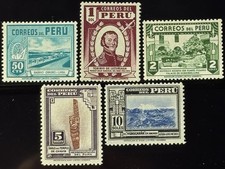 DP Stamps, Peru, 1938, MLH, SC 375-384, Complete Set