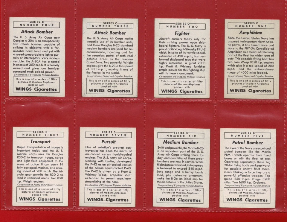 £225 Cat.  1942 MODERN AIRCRAFT - BROWN & WILLIAMSON - Cigarette Card SET (US05) - Image 3 of 4