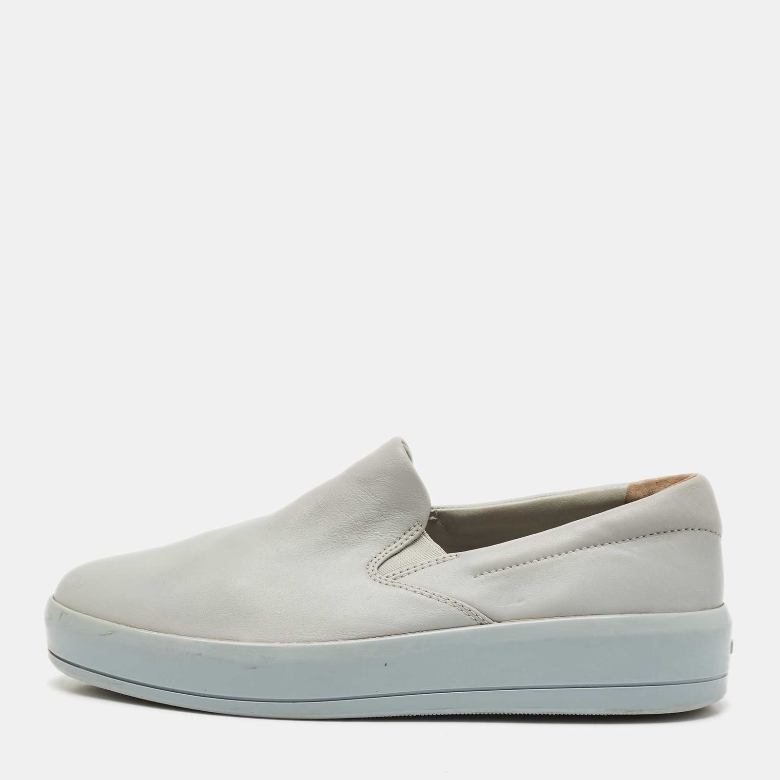 Prada Sport Grey Leather Slip On Sneakers Size 36.5