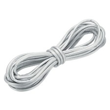 Round Leather Cord, 4mm x 5.5 Yards PU Leather String Rope, Silver