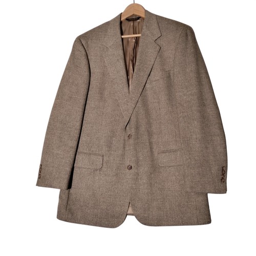 Brooks Brothers 42L Herringbone Sport Coat Tan Brown / Tan 2 Button Blazer USA