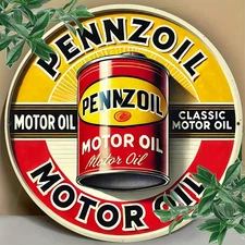 Pennzoil Vintage Metal Sign 8X8Inch Classic Motor Oil Retro Aluminum Wall Art