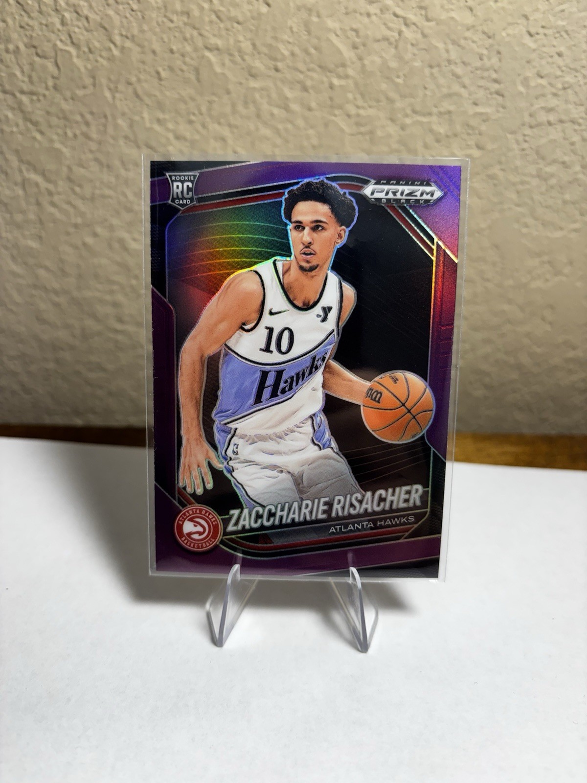 2024-25 Panini Select - Premier Level Zaccharie Risacher #180 Purple Prizm /99