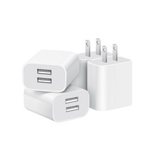 USB Wall Charger,4 Pack Dual Port Plug Adapter for Outlet 4-pack, White