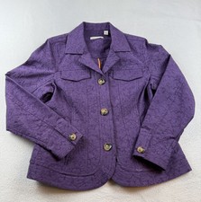 Coldwater Creek Size Women  s Blazer Floral Damask Button Front Size 12 Purple