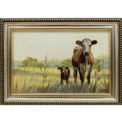 #ad #ad Summer nature Oil painting Original art Rural landscape cows 4 x 6 inches $40.00