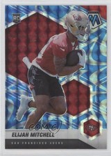 2021 Panini Mosaic Rookies Reactive Blue Prizm Elijah Mitchell Eli #376 0y59