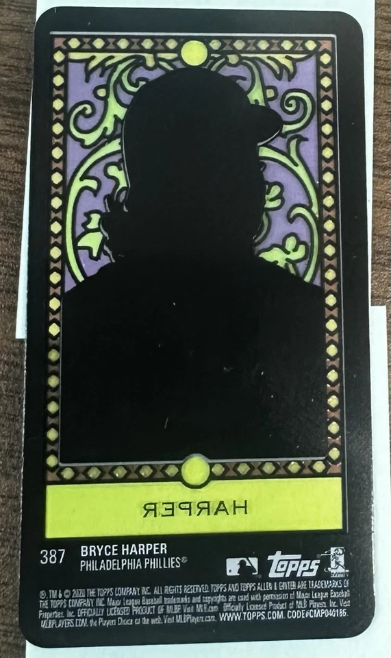 2020 Topps Allen and Ginter #387 Bryce Harper MINI Stained Glass - Image 2 of 2