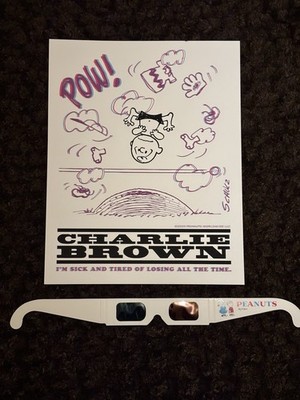 SDCC 2025 Peanuts Booth Merch Snoopy 3D Poster with 3D Glasses Comic Con 11x14in