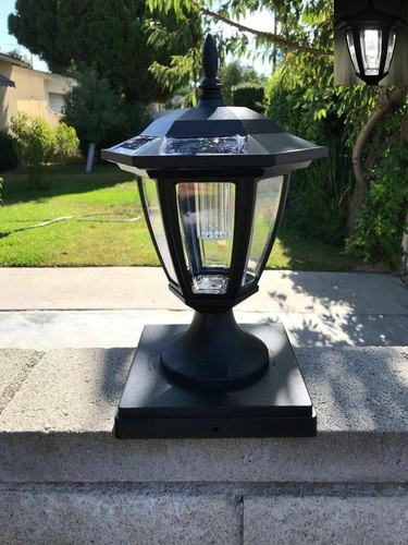 Outdoor Garden Set of 2/4/6 Pieces Solar Power Black/White Finish Color Hexagon