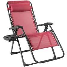 Zero Gravity Chair Oversize Lounge Chair Patio Heavy Duty Folding Recliner Red