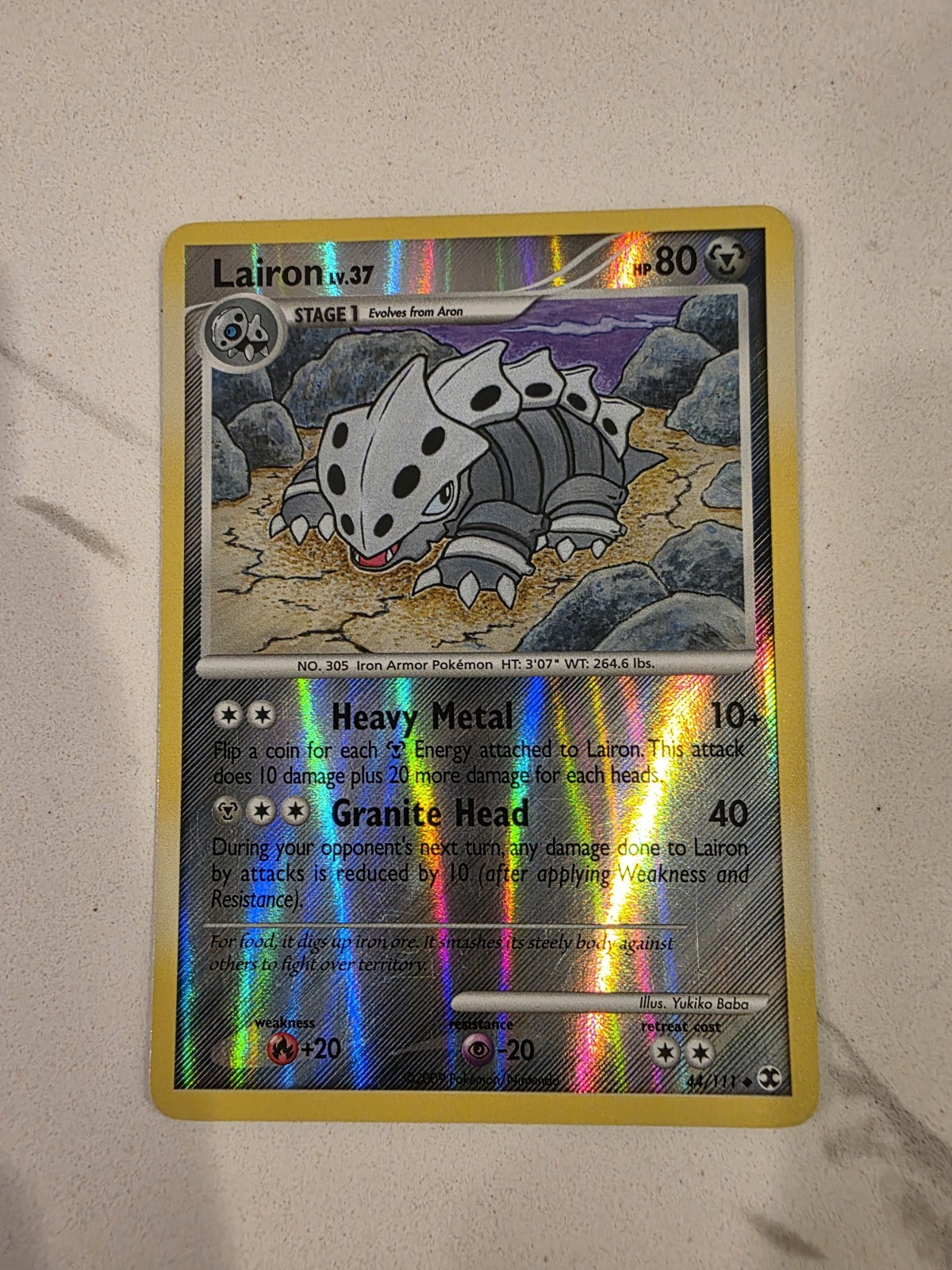 Pokemon Card - Lairon LV.37 Rising Rivals 44/111 - Reverse Holo - LP/NM