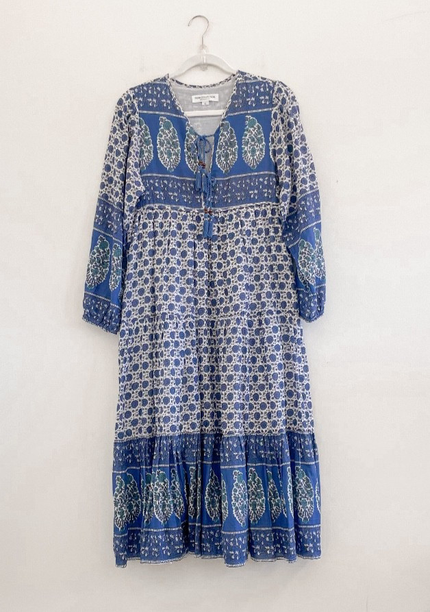 Emerson Fry India Collection Indigo Heirloom Maxi Dress S image 6