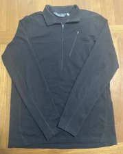 Ibex 1/4 Zip Pullover Jacket 100% Rambouillet Wool Black Men XL Mid Layer USA