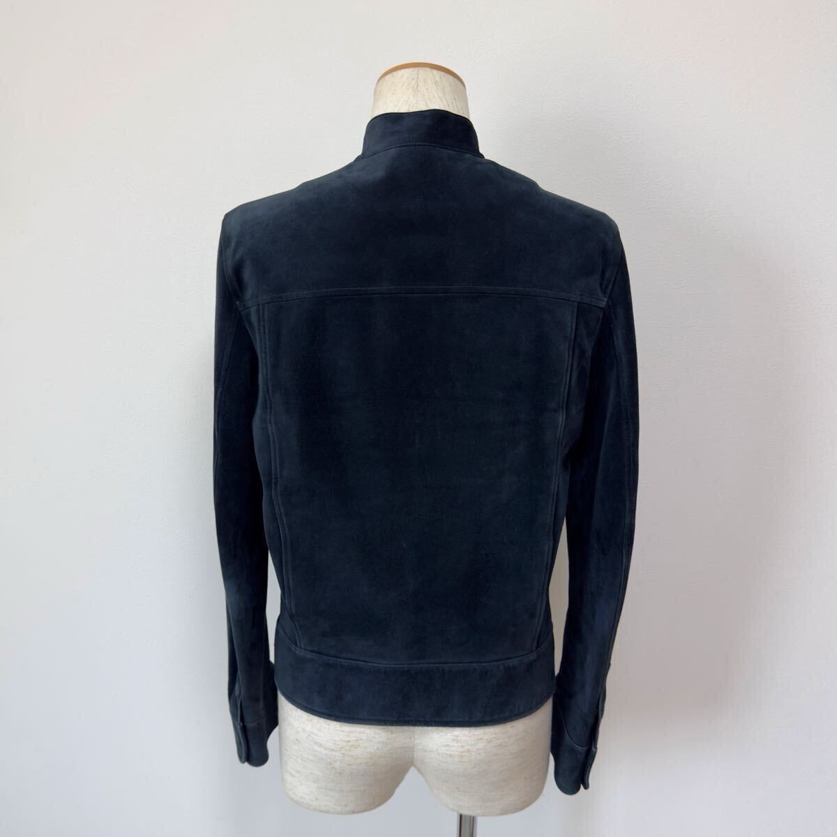 Berluti Custom Suede Leather Single Rider Jacket Dark Navy Size 46 Excellent image 8