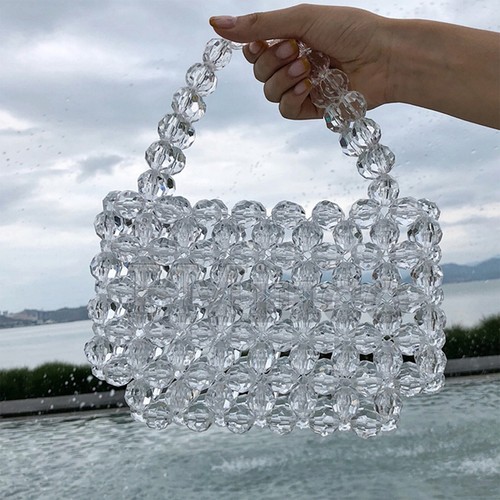 Women's fashionable transparent crystal bead handbag evening party bag - Picture 2 of 10