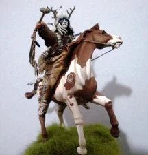 1/32 Scale Native American Warrior on Horseback with Spear Model Unassembled