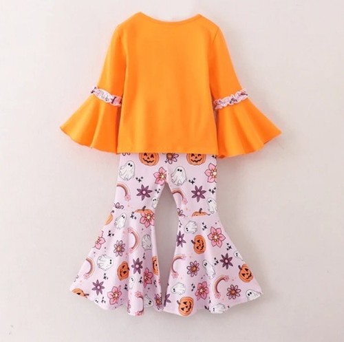 NEW Boutique Halloween Ghost Belle Sleeve Shirt & Bell Bottoms Girls Outfit Set - Picture 5 of 7