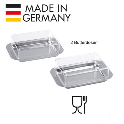 2 x Butterdose Edelstahl Butterglocke Butterschale Butterbehälter Kühlschrank