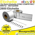 10 Compatible Label Rolls Dymo 99012 S0722400 89x36mm LabelWriter 2600